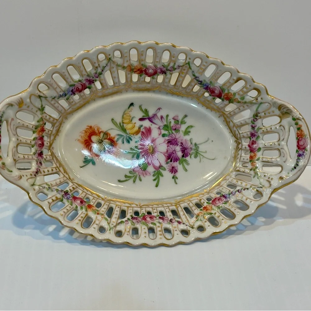 Floral Dresden Porcelain Decorative Dish